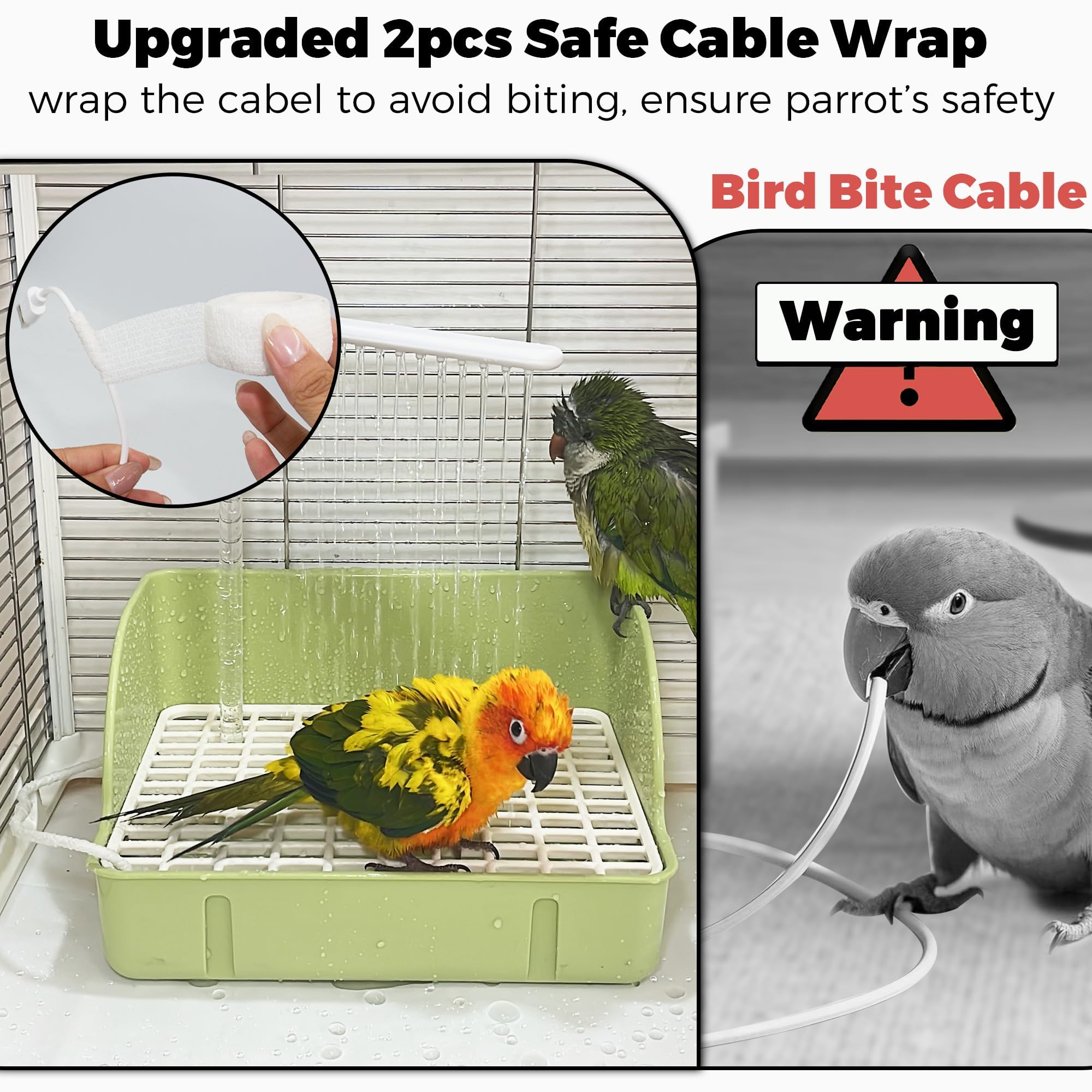 Jevnd automatic parakeet bath with large basin for multiple birds to bathe