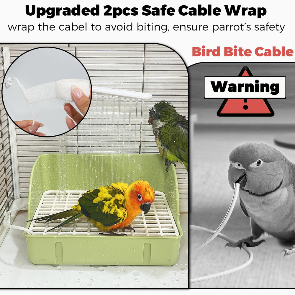 Jevnd automatic parakeet bath with large basin for multiple birds to bathe