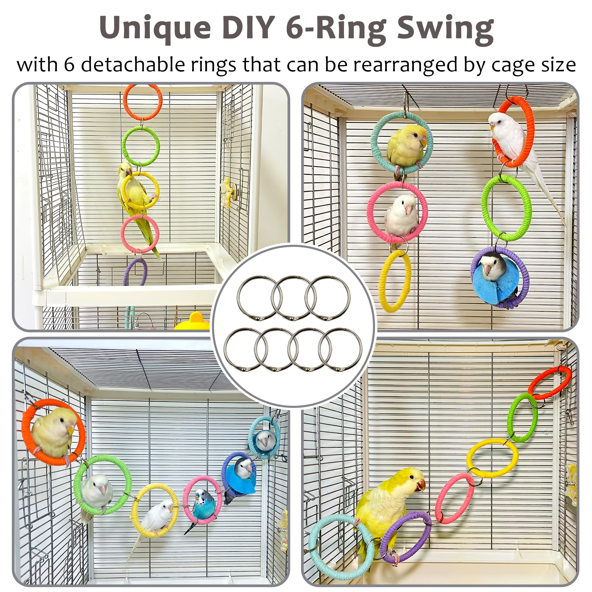 Jevnd DIY bird climber with detachable rings enables cage customization.