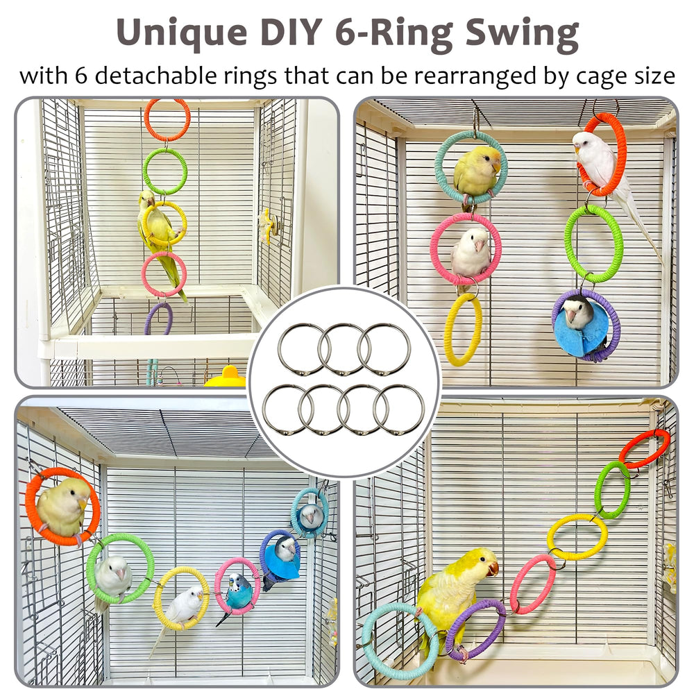 Jevnd DIY bird climber with detachable rings enables cage customization.