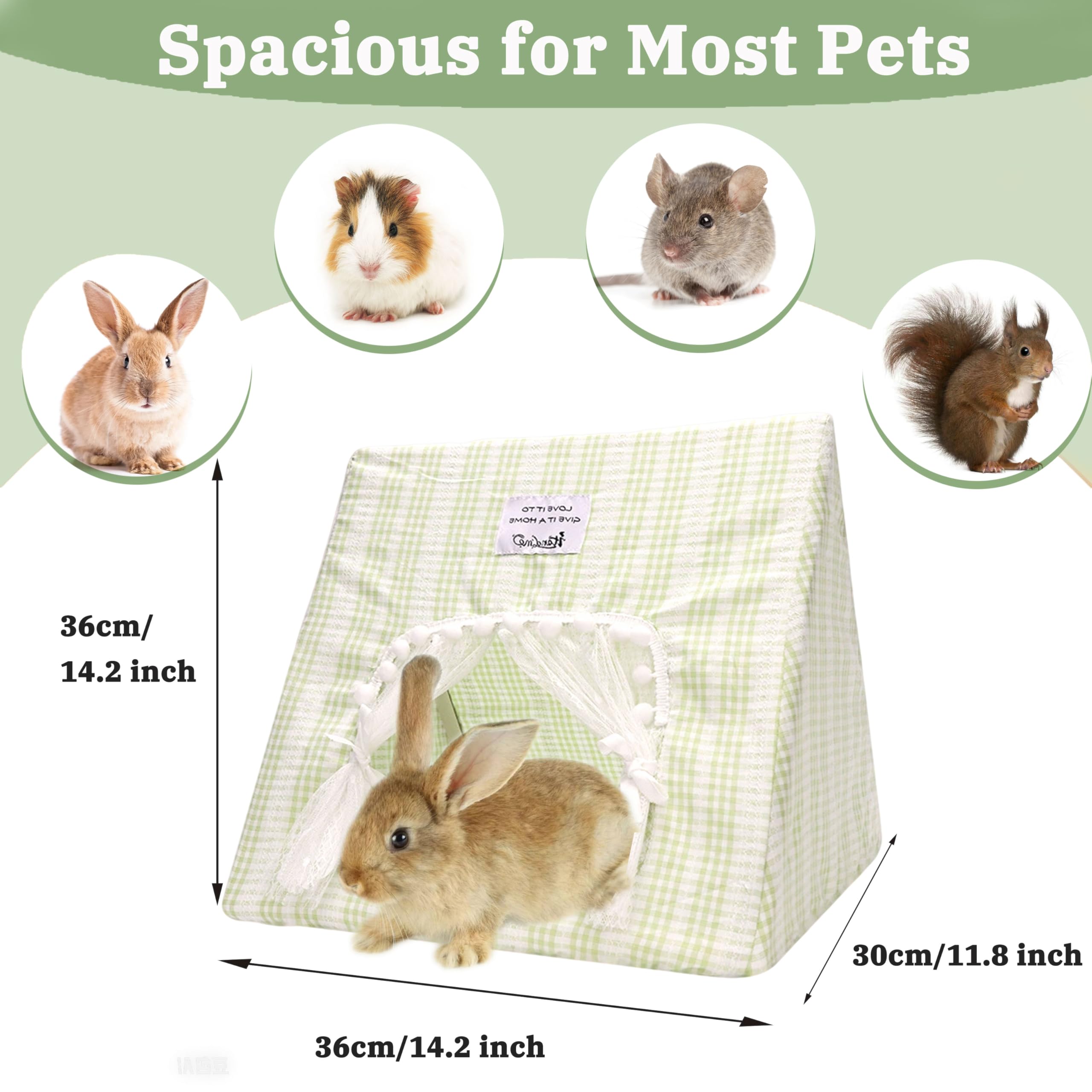 Jevnd Guinea Pig Hideout Large with curtain privacy allows adjustable seclusion.