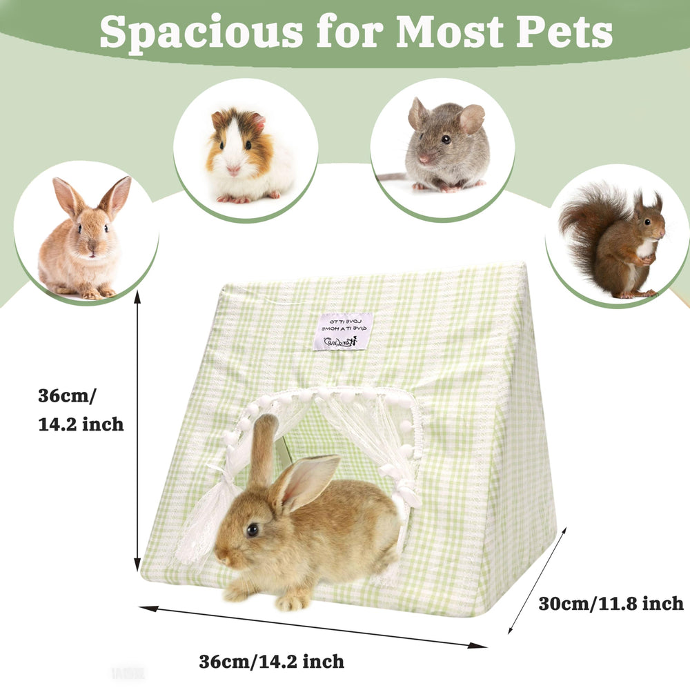 Jevnd Guinea Pig Hideout Large with curtain privacy allows adjustable seclusion.
