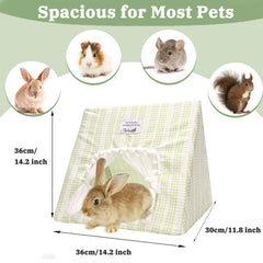 Jevnd Guinea Pig Hideout Large with curtain privacy allows adjustable seclusion.