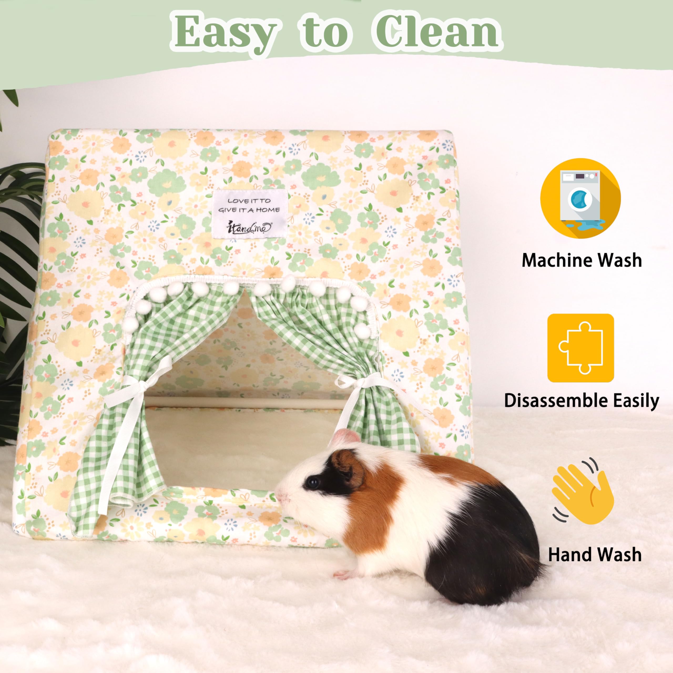 Jevnd Guinea Pig Hideout Large privacy-curtains provide adjustable calm and security.