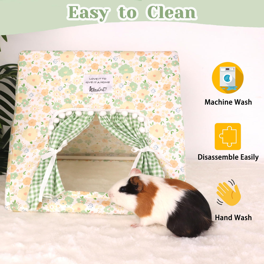 Jevnd Guinea Pig Hideout Large privacy-curtains provide adjustable calm and security.