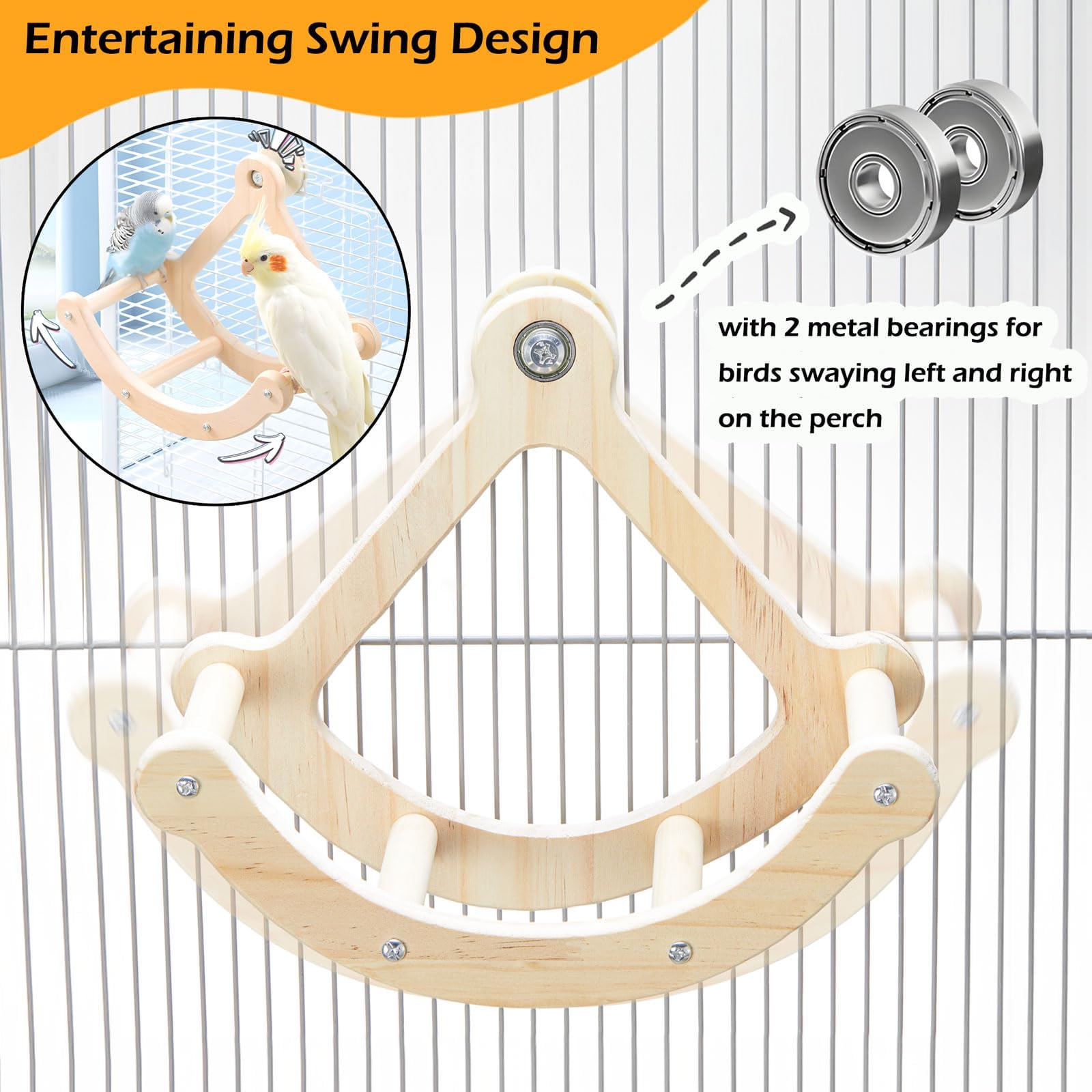 Jevnd Multi-Perch Bird Toy enables four birds to play and rest together safely.
