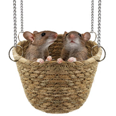 Jevnd natural grass rat hammock bowl-shaped bed offers a cozy hideaway for 1-2 rats.