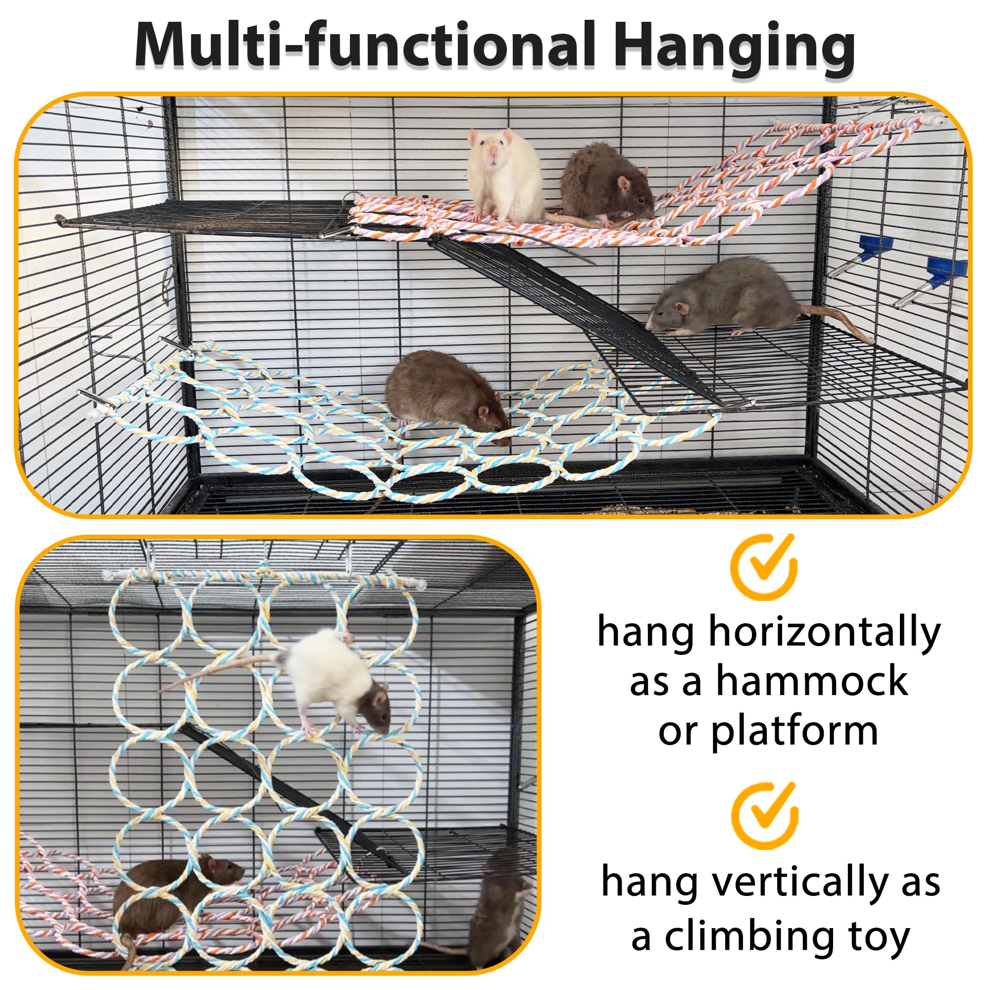 Jevnd rat climbing net toy used as vertical climbing ladder in cage