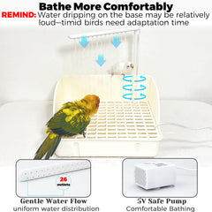 Jevnd spacious bird bath cage accessory supports several birds at once.