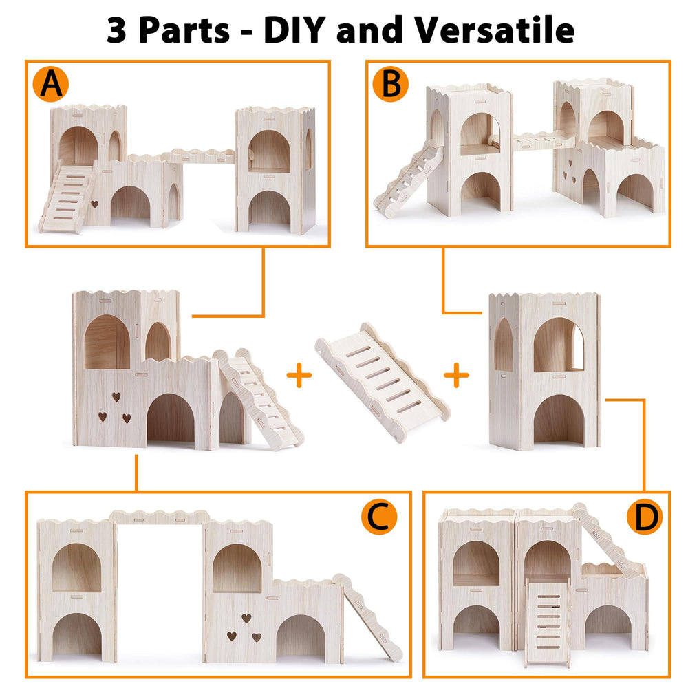 Jevnd wooden hamster castle with smooth edges for safe chewing and tactile interest