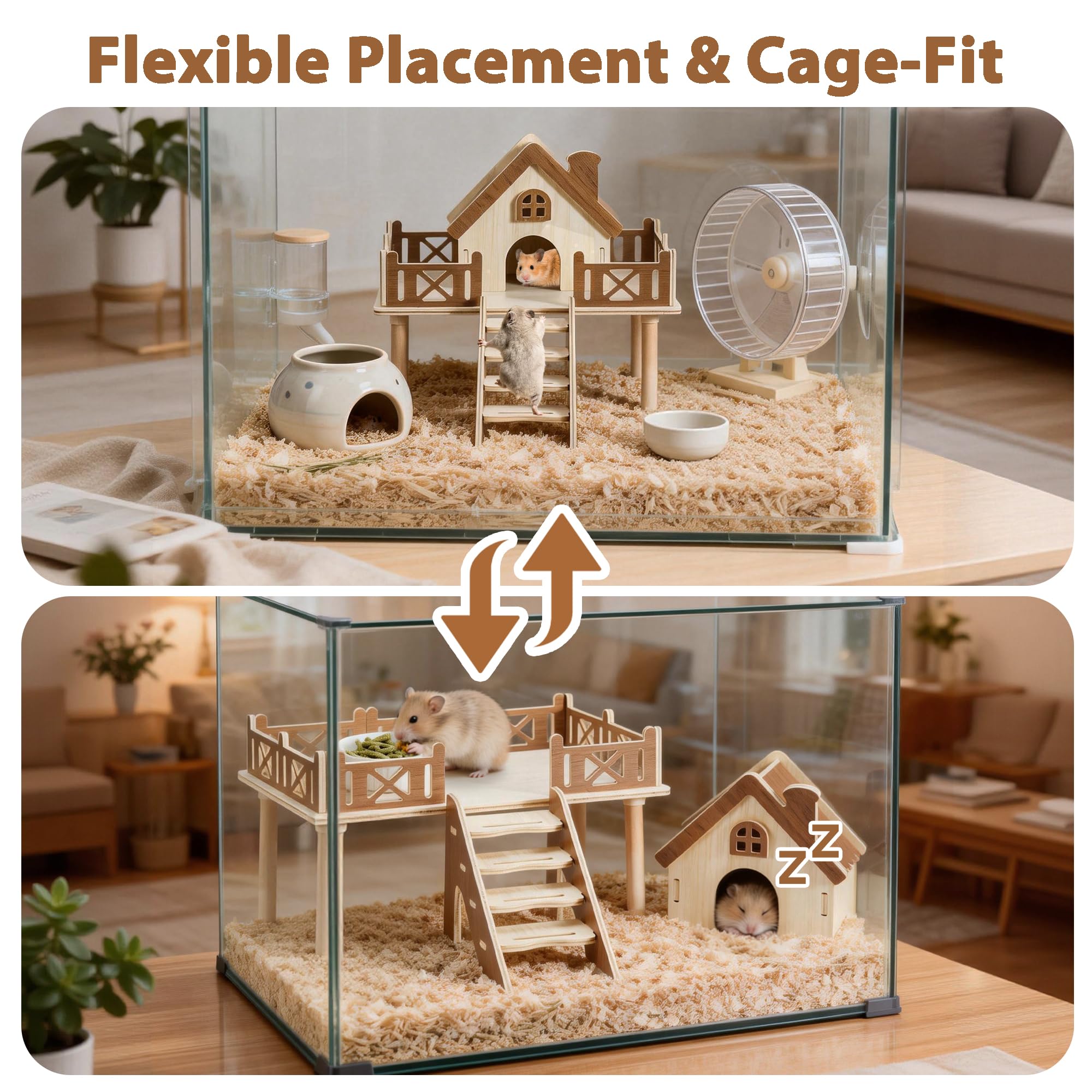 Jevnd wooden hamster habitat castle creates a cozy decorative retreat