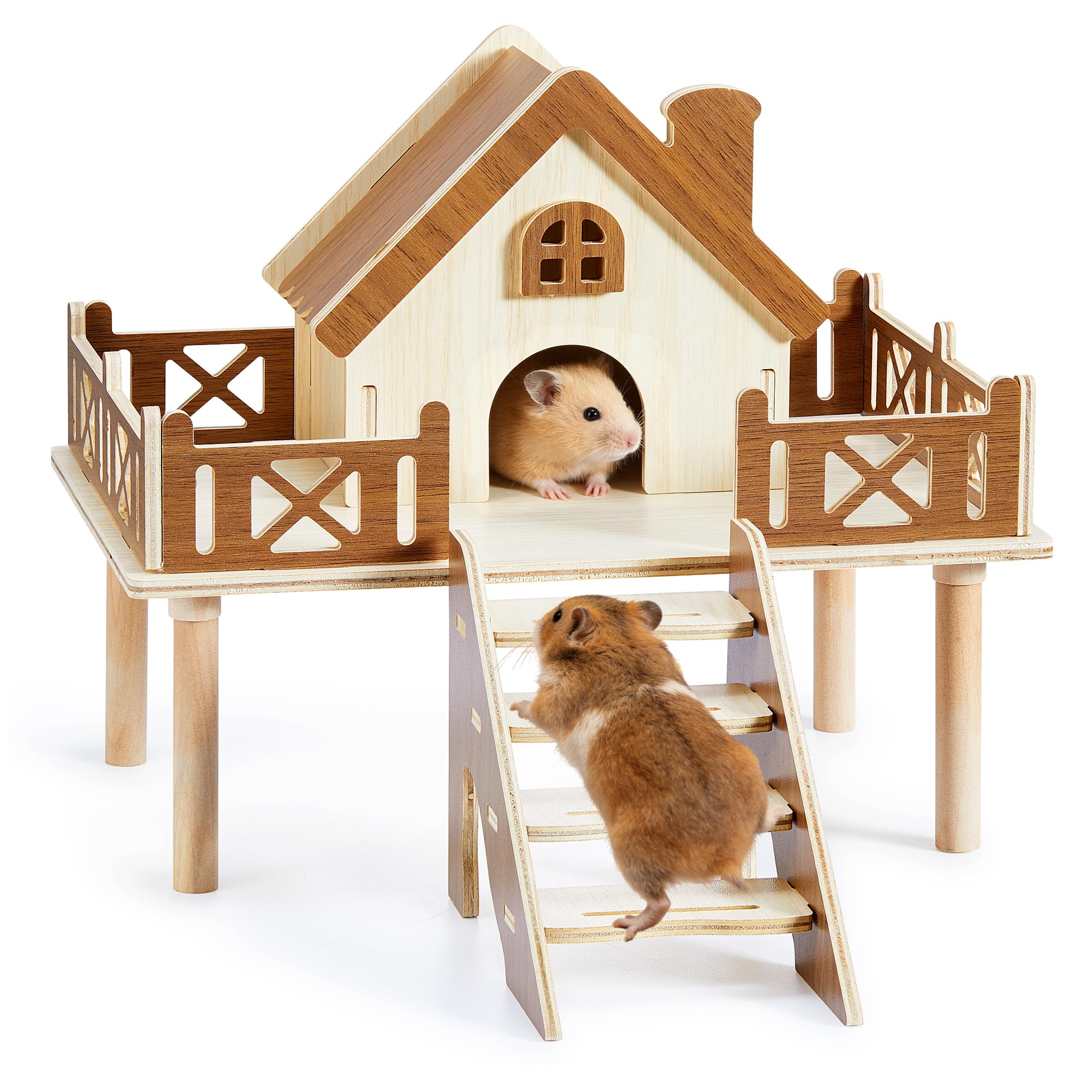 Jevnd wooden hamster platform offers stable space for play and feeding