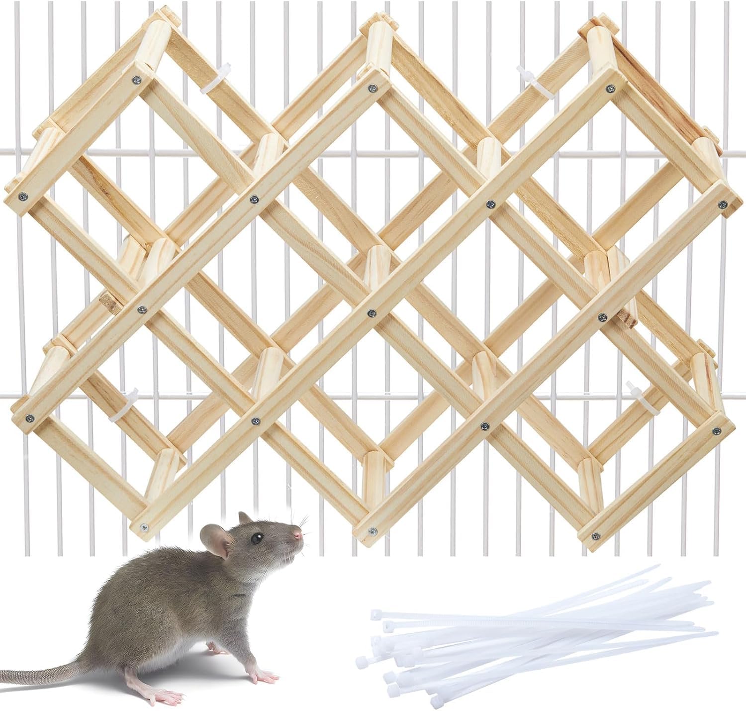 Jevnd wooden rat climbing toy ladder offers active play and climbing inside the cage.