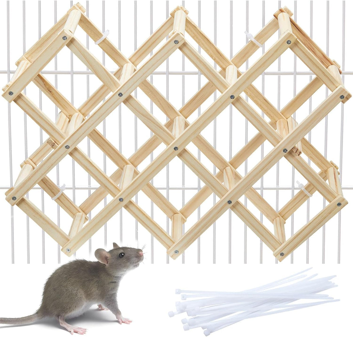 Jevnd wooden rat climbing toy ladder offers active play and climbing inside the cage.