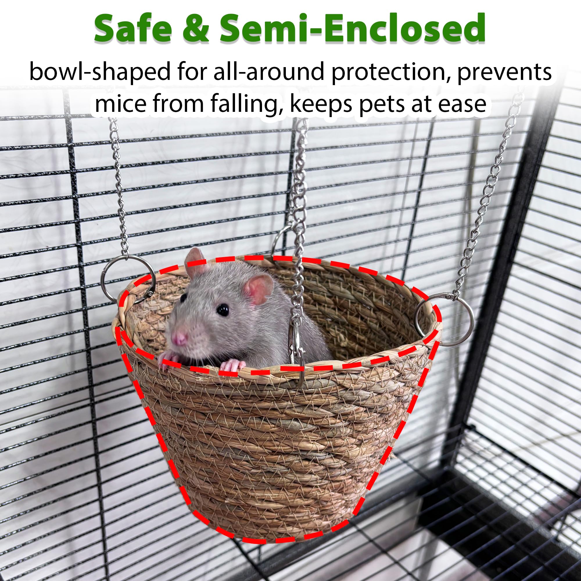 Jevnd wrap-around protection hammock keeps rats safely tucked during rest.