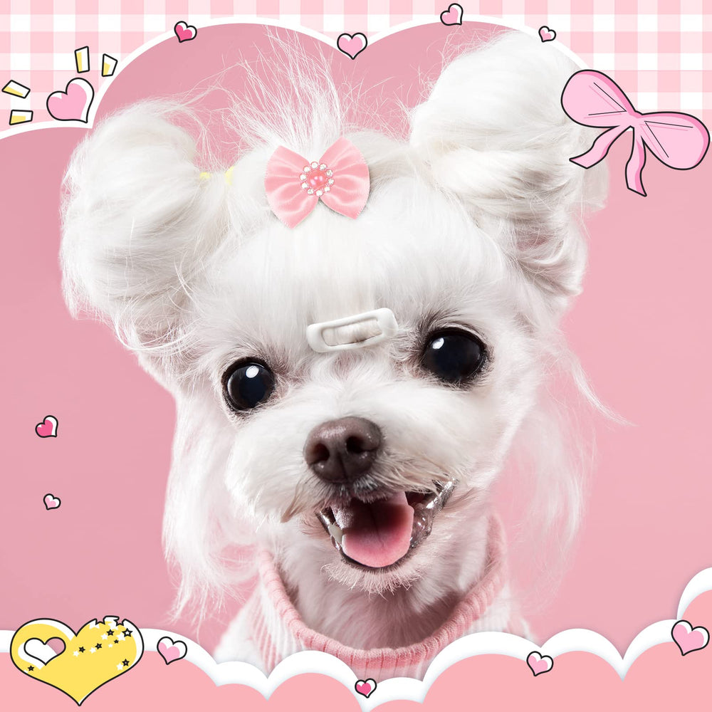 100 piece Jexine pet bows set ready for grooming and photos.