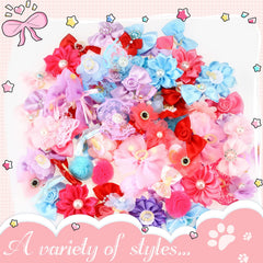 Jexine bows attached to a small pet for a stylish look.