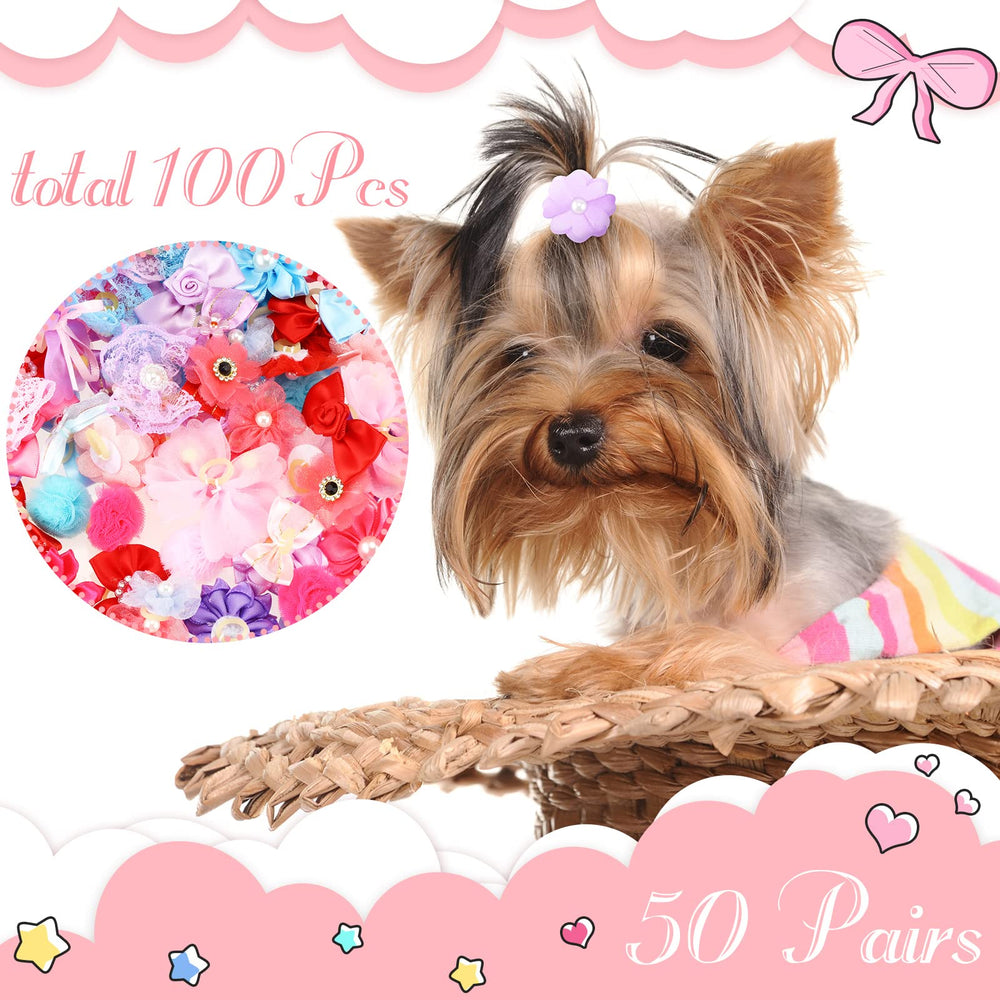 Jexine dog bows packaging showing a 100 piece count and variety.