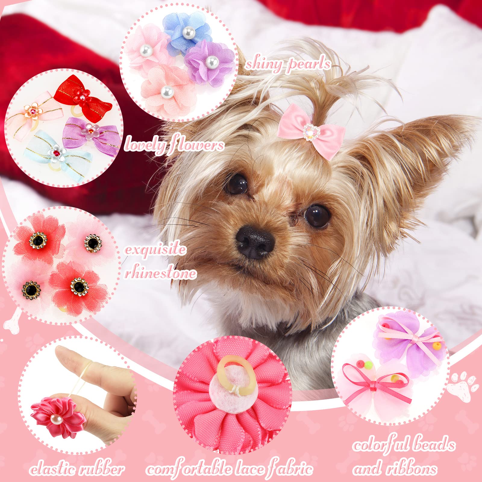 Three size options from Jexine dog bows to fit cats, puppies, and rabbits.