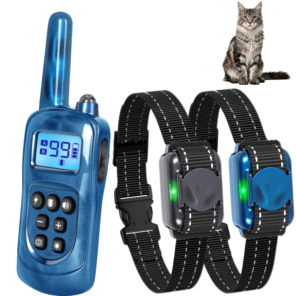 Jeyihka Cat Shock 2 Collars in blue and grey for lightweight daily wear.