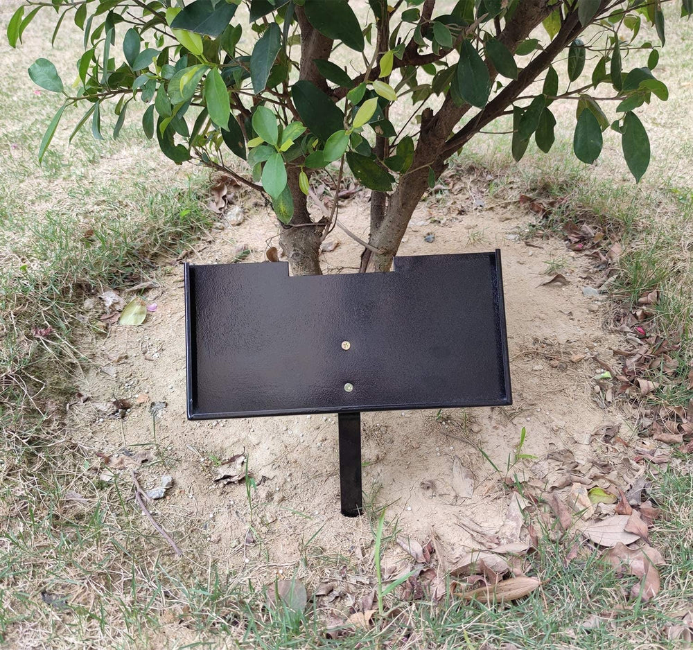 JFHEDY steel grave marker stand close-up showing a fade resistant varnish finish