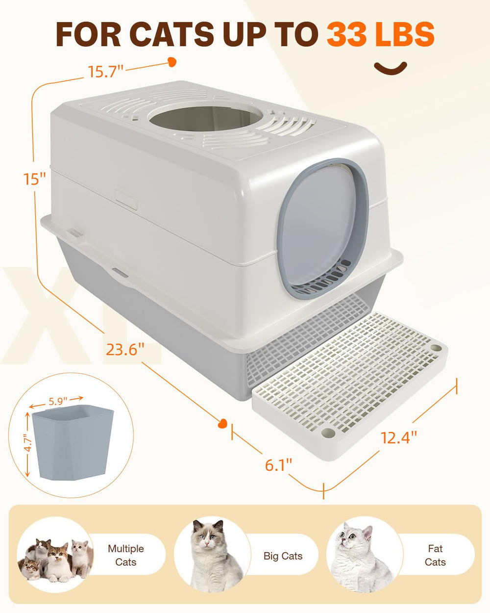 JFHID XL spacious interior supports comfortable movement for large cats.
