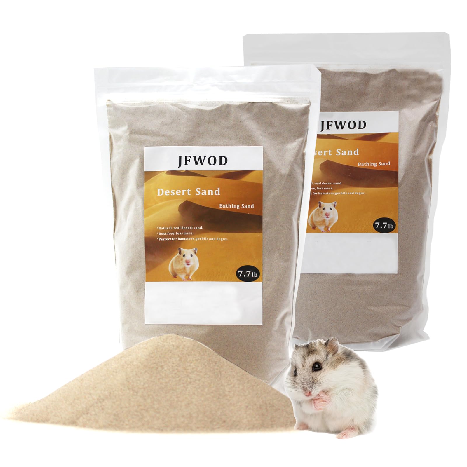 JFWOD hamster bath sand two-bag package ready for use, clean and dust-free.