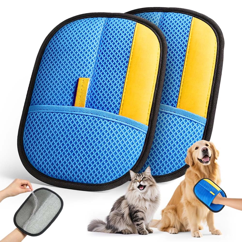 JGLXF pet hair removal gloves front view for quick, efficient grooming.