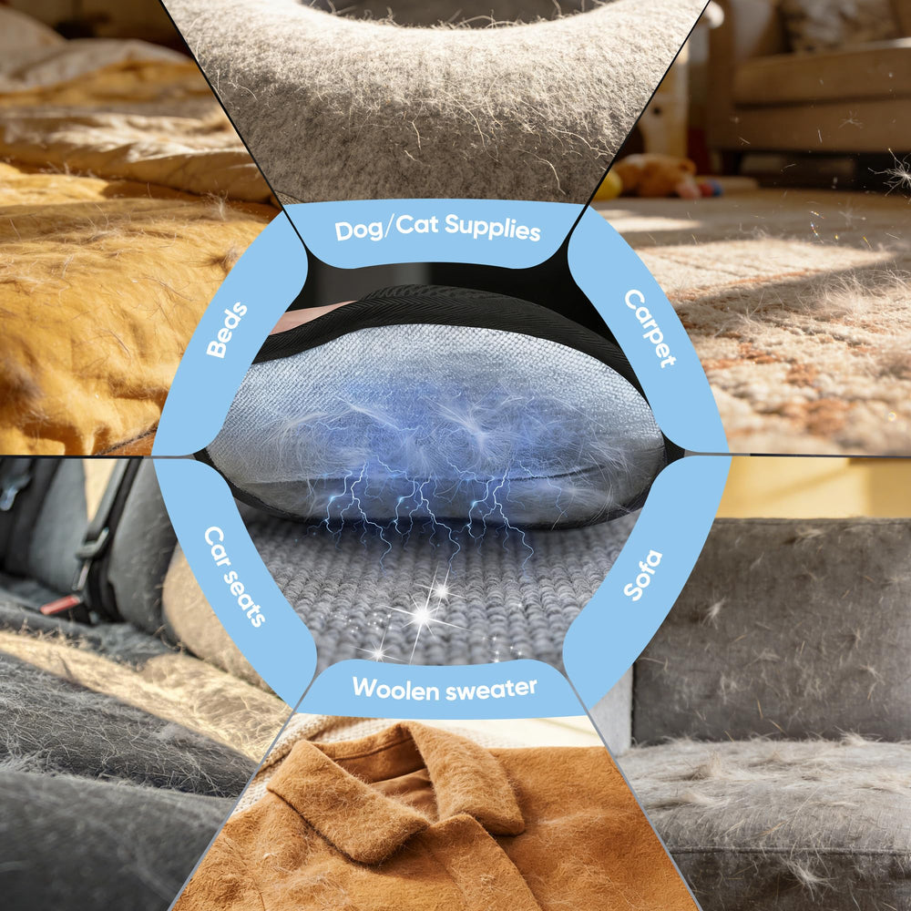 JGLXF static-action on fabric demo removes embedded pet hair.