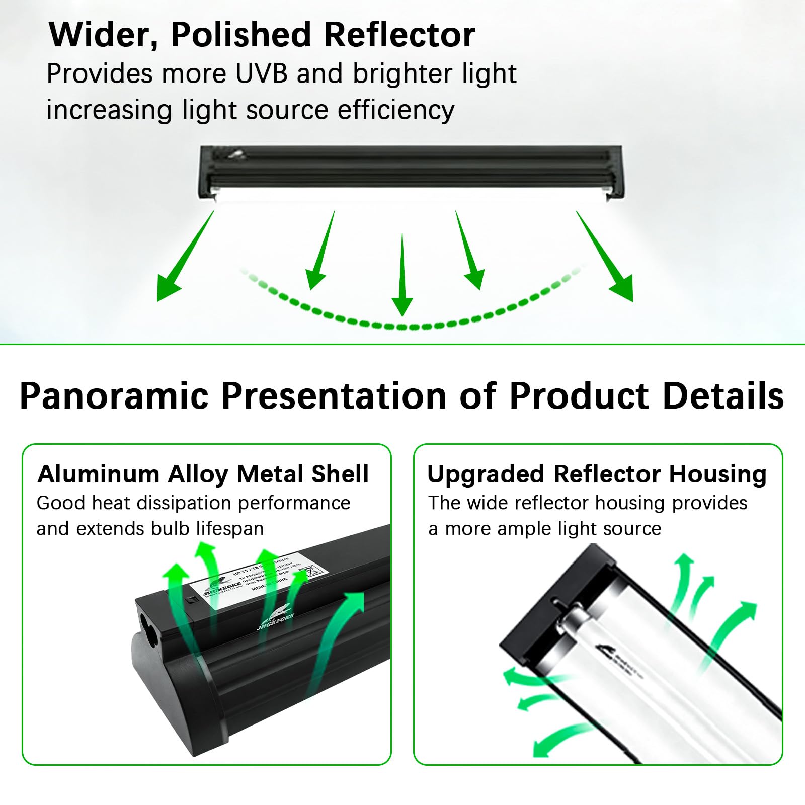 JHGKEGKE upgraded reflector design delivers brighter, even UVB coverage