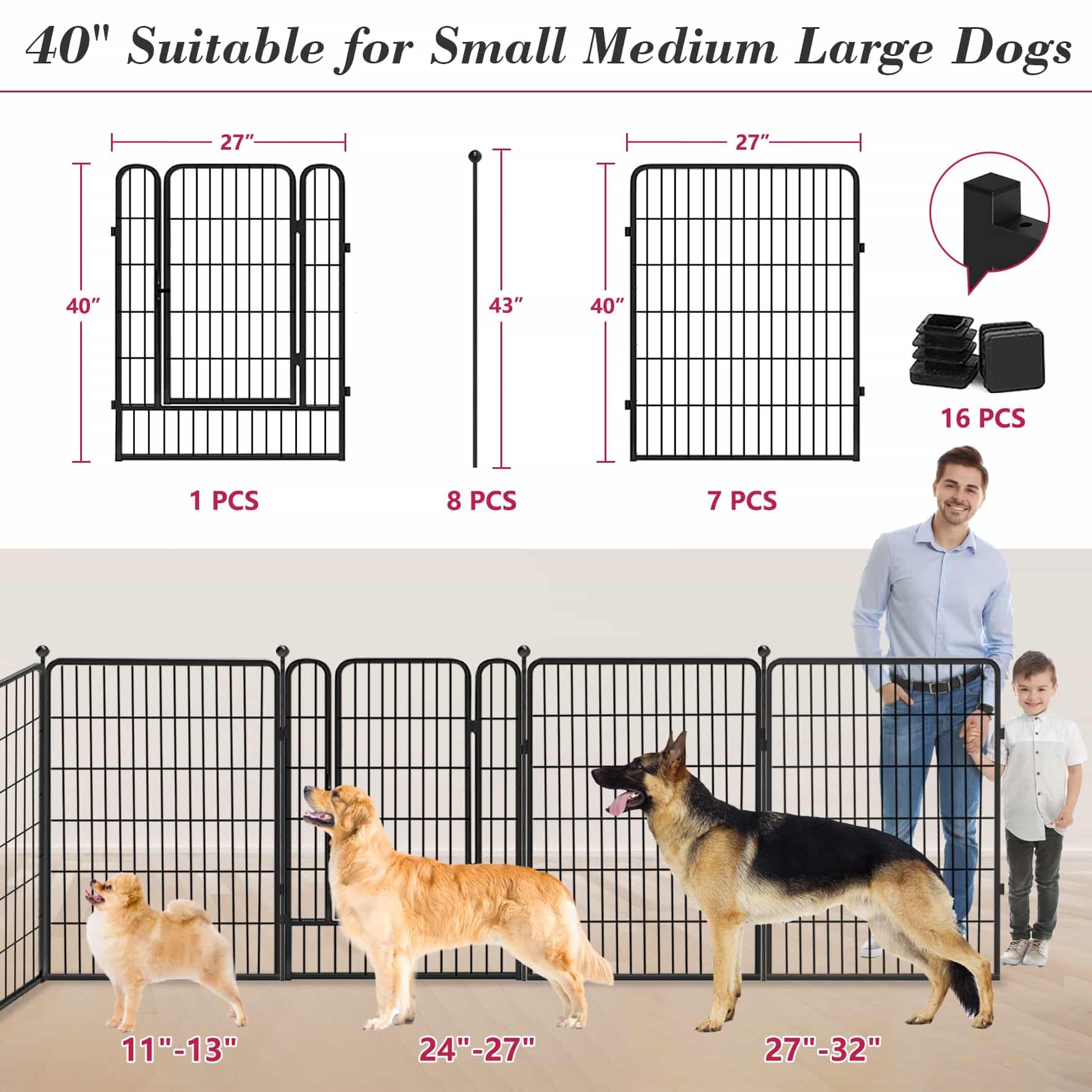 Jhsomdr outdoor dog fence with anti-slip feet protects floors indoors