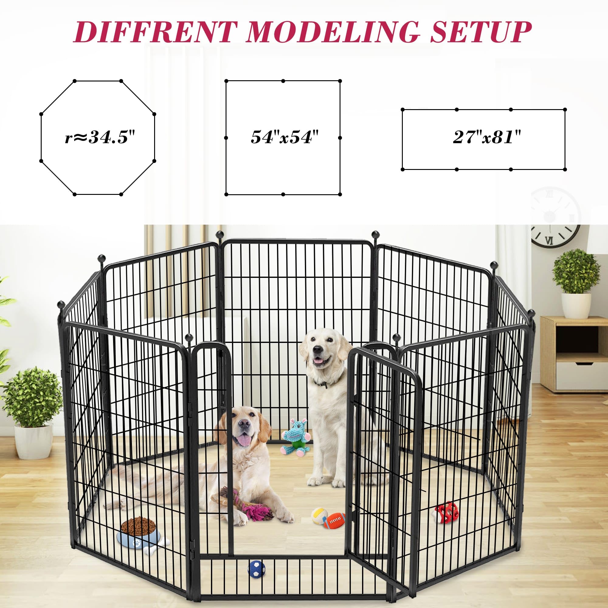 Jhsomdr dog playpen with quick expansion by adding panels