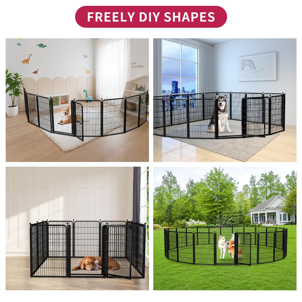 Jhsomdr sturdy metal fence resists bending for energetic dogs