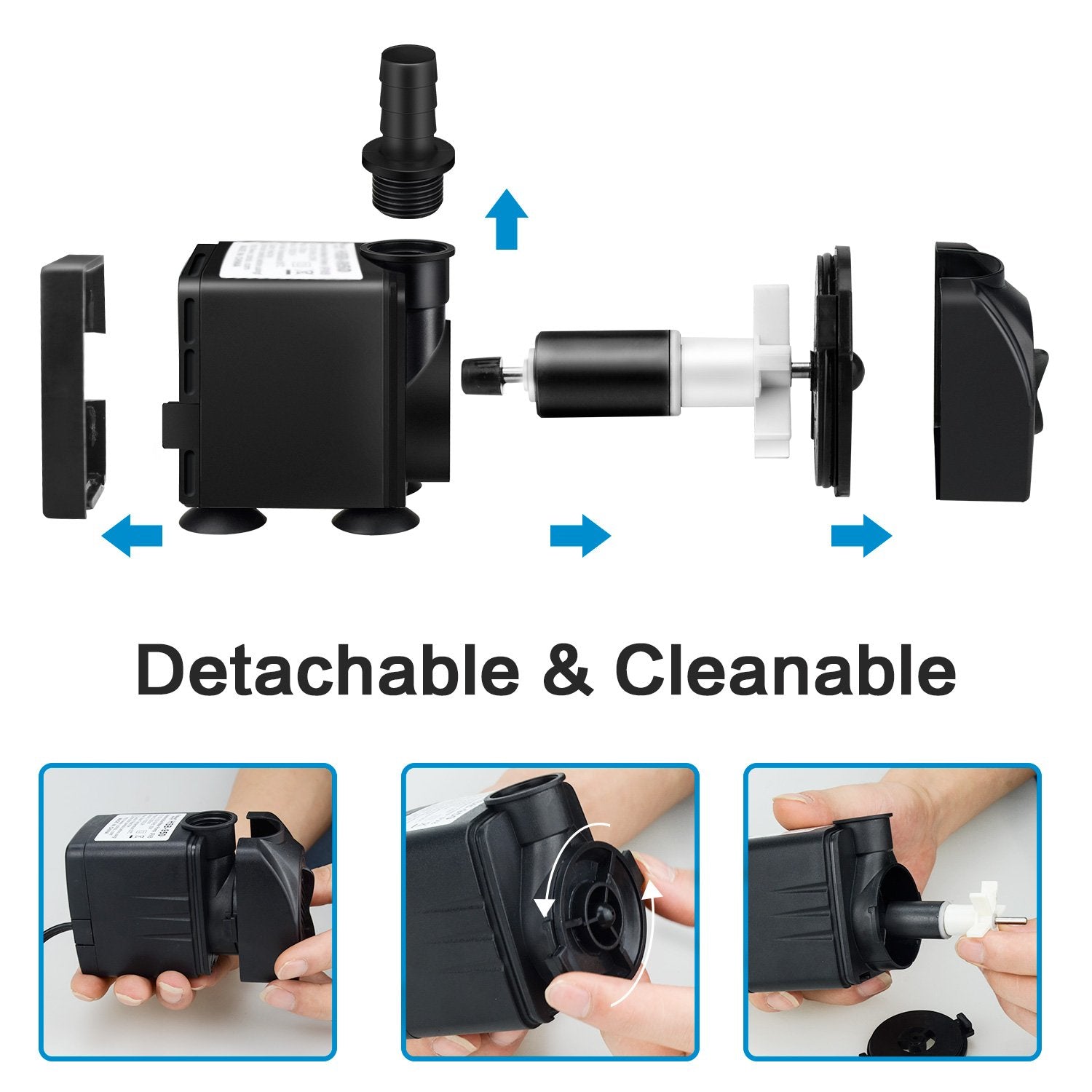 Detachable Jhua pump allows easy cleaning and maintenance