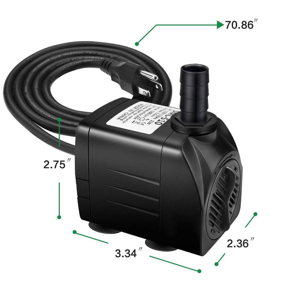 Jhua 300GPH pump with nozzles attached for versatile water patterns