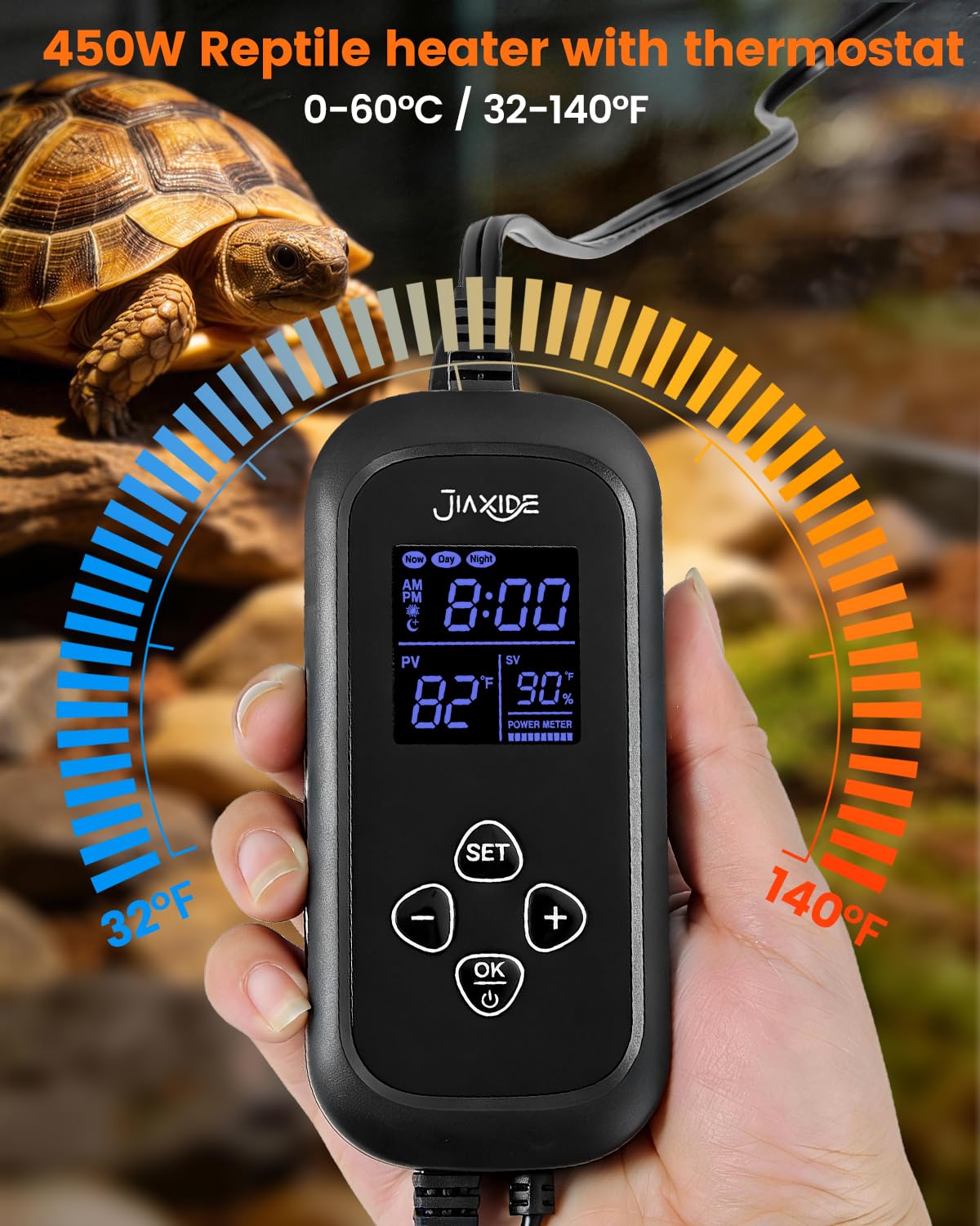 JIAXIDE heat mat setup in a terrarium provides steady surface warmth.