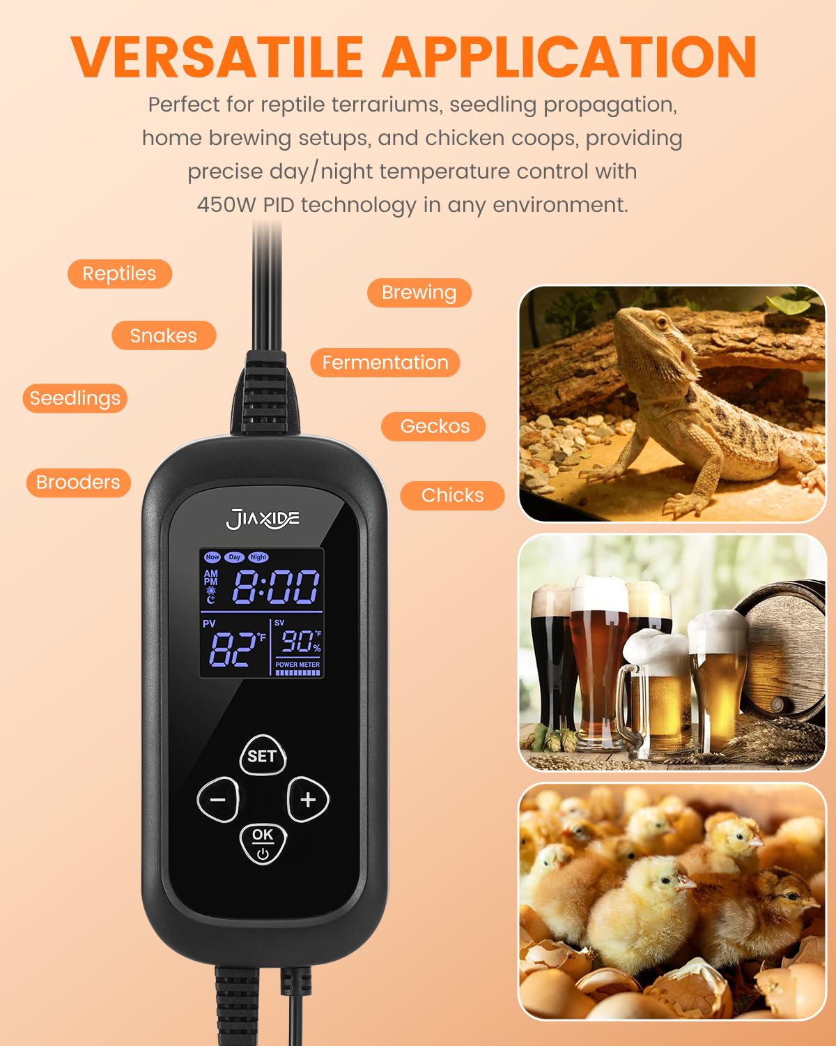 JIAXIDE plug-and-play thermostat setup for quick, hassle-free installation.