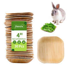 Jiaxix palm leaf bowl 4-inch closeup, natural, safe feeding option for small pets.