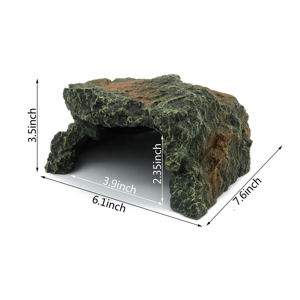 JIHAQUA Reptile Rock Hide Cave interior den for calm lounging