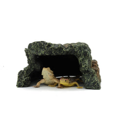 JIHAQUA Reptile Rock Hide Cave side view with compact footprint