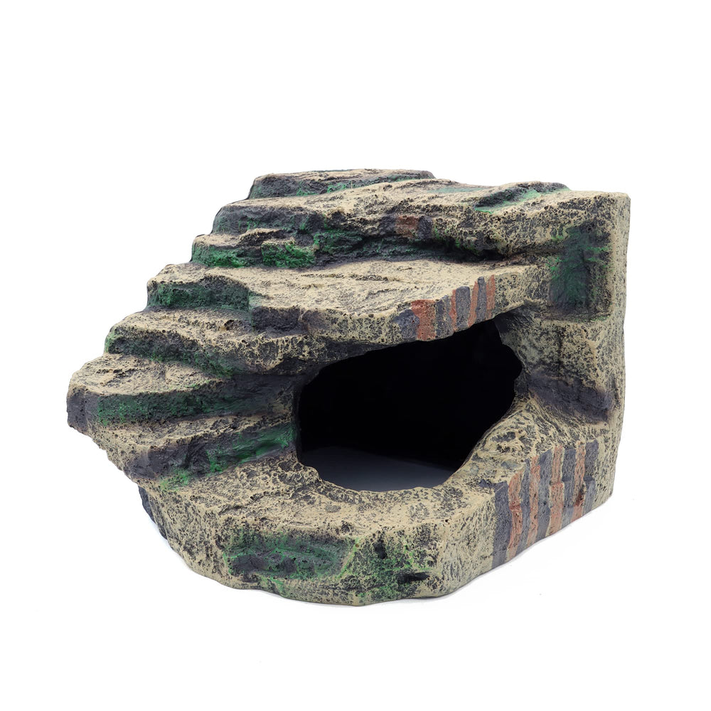 Jihaqua large resin reptile hideout cave for leopard gecko privacy and refuge