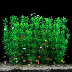 JIHAQUA 21-inch green plastic aquarium plant decor enhances tank aesthetics and ambience