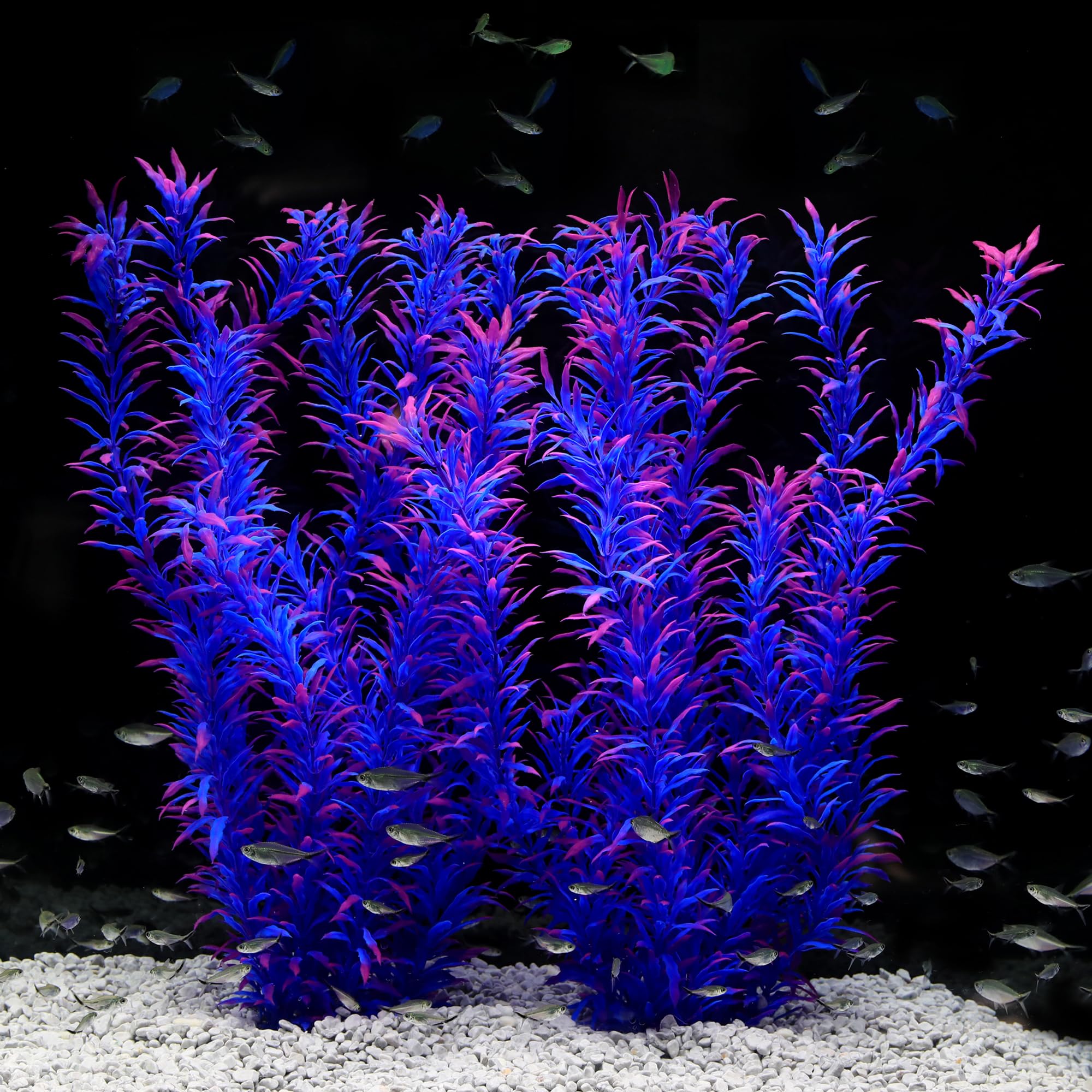 JIHAQUA tall purple plastic plant adds height and realism to your aquarium
