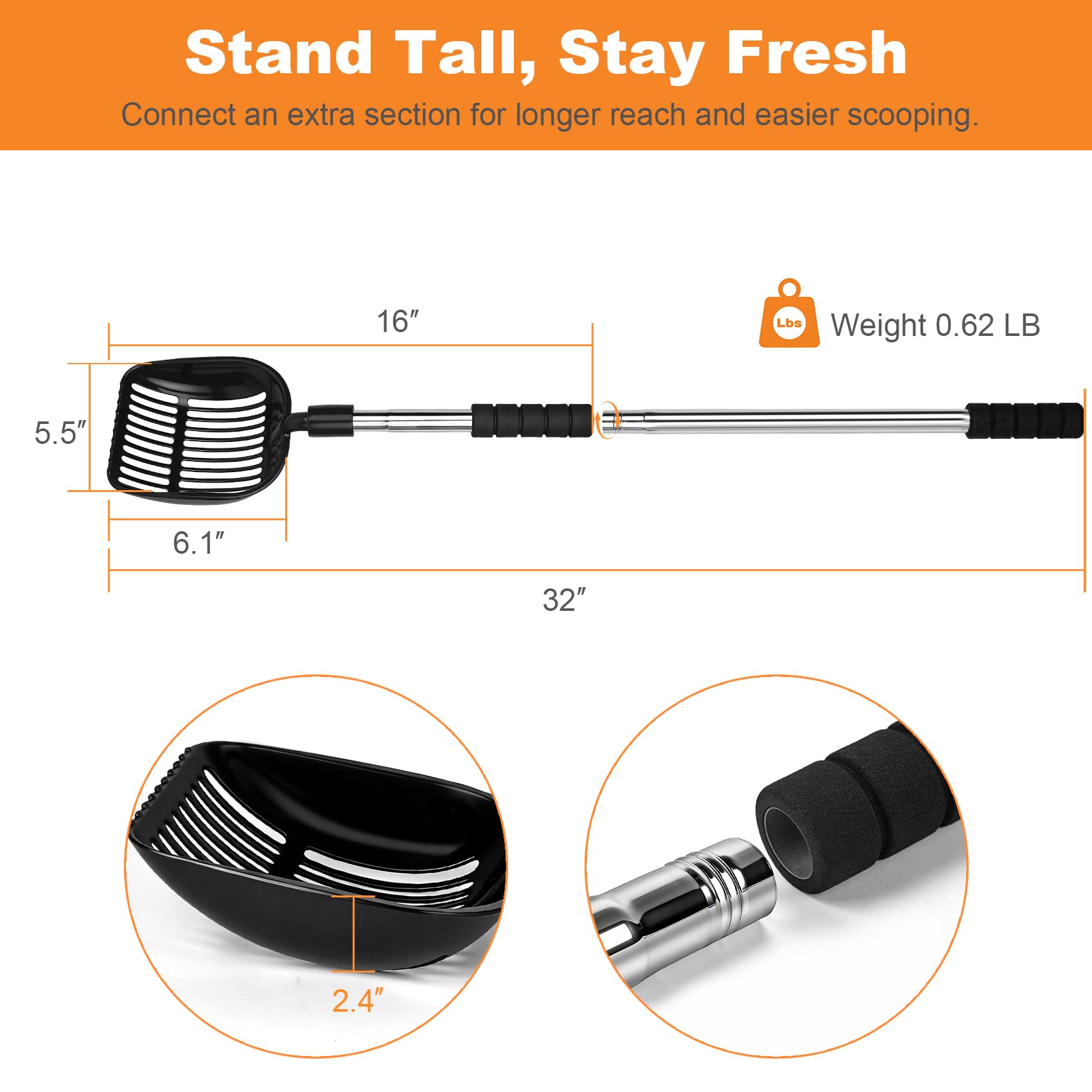 Jiimee sturdy aluminum and stainless steel construction resists bending and rust