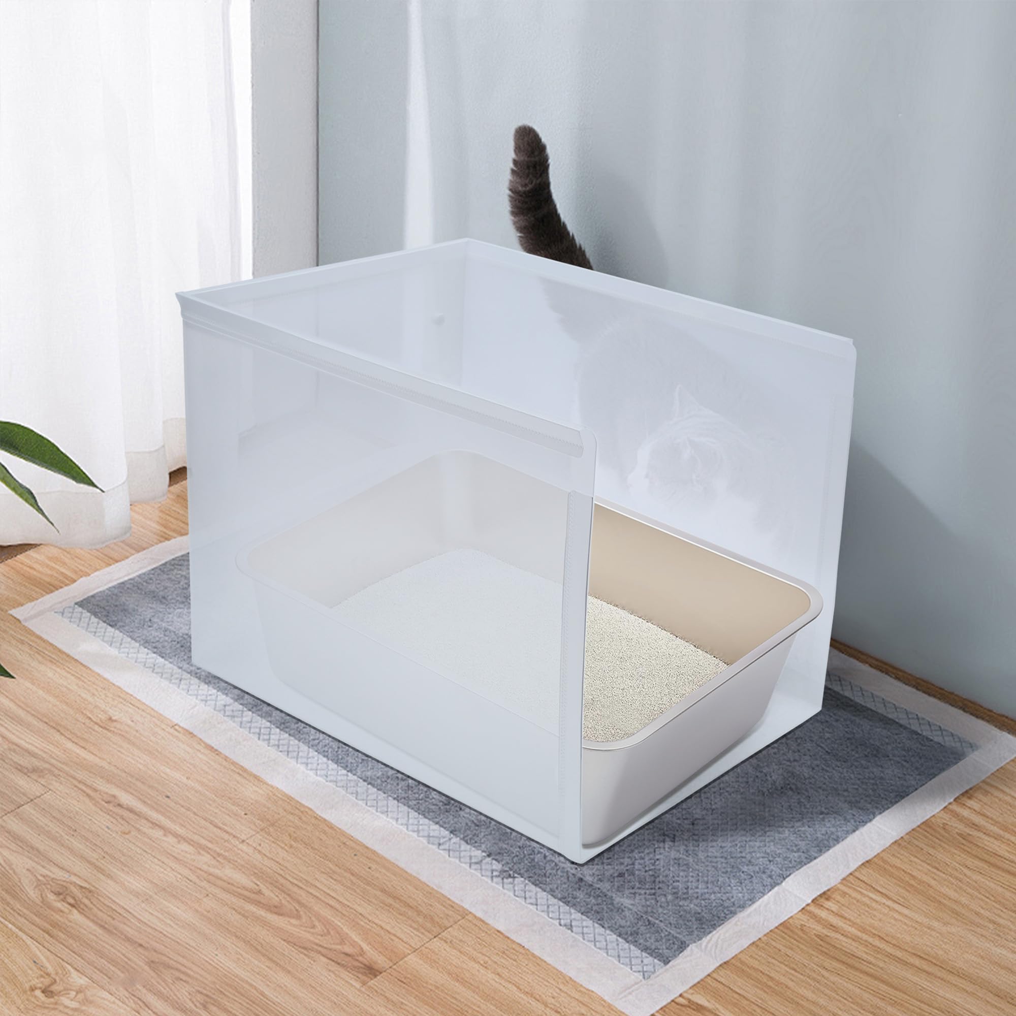 JIMEIQI cat litter enclosure without pan ready to pair with your pan.
