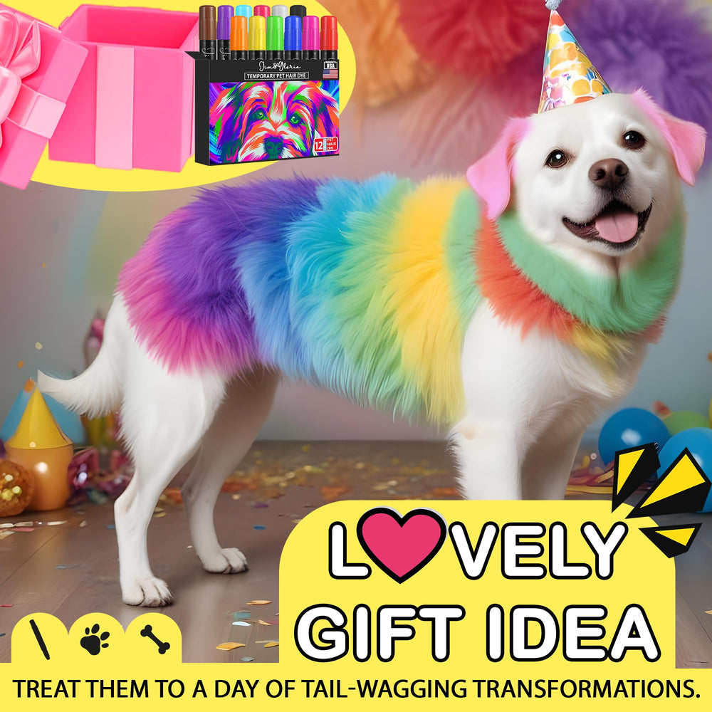 Jim&Gloria vibrant fur art for dogs at parties and photos.