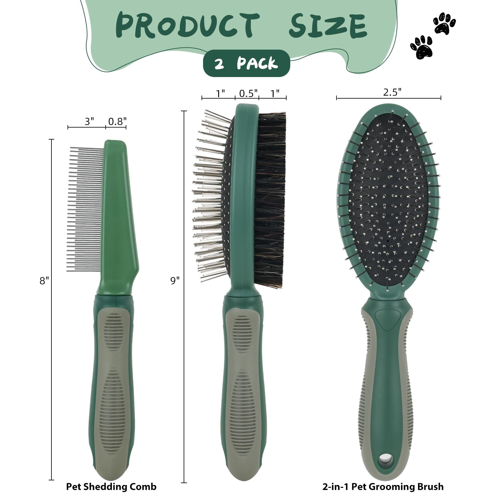 JingSoft double-sided brush with natural boar and nylon bristles removes dirt and loose hair gently