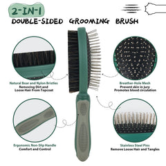 JingSoft stainless steel pin comb side detangles and conditions coat during grooming