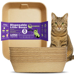 JINVOGREEN disposable litter boxes 8-pack for convenient travel and quick cleanup