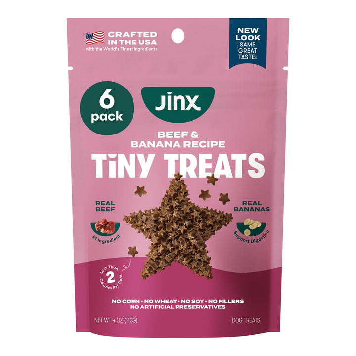 Jinx Beef and Banana training treats front-pack, a high-value reward for training.